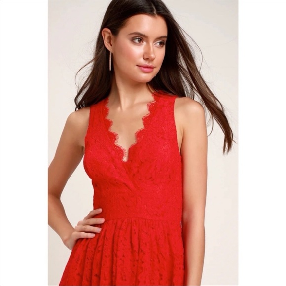 NWT Lulu’s In This Moment Red Lace Dress Size Large - Picture 3 of 12